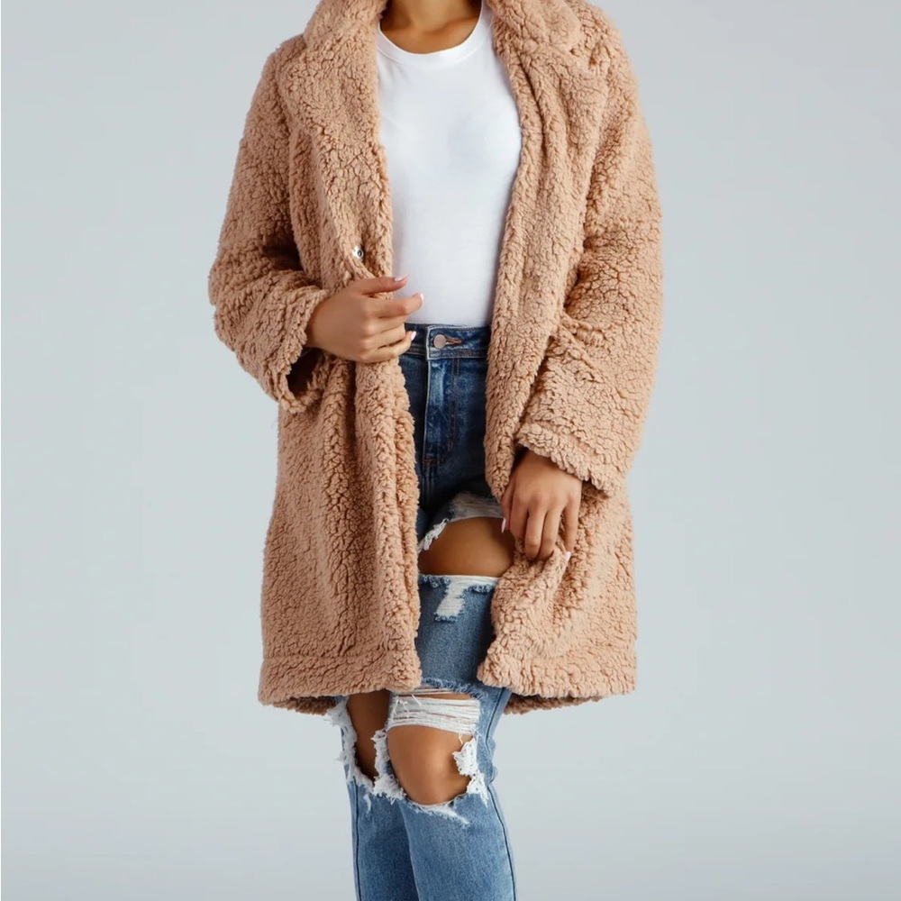 Brand new faux fur longline jacket coat